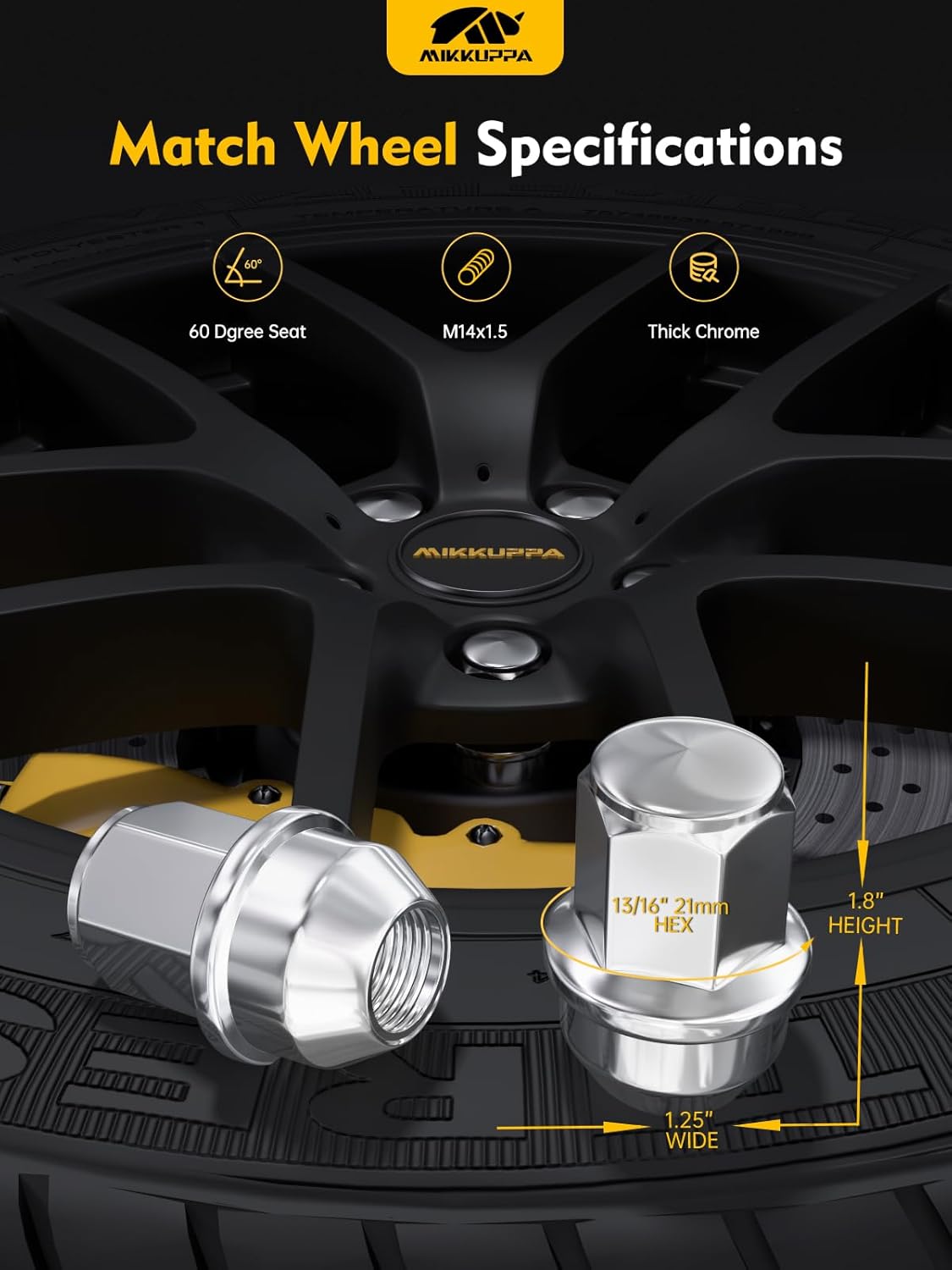 MIKKUPPA OEM Style Lug Nuts Anti-Rusting Updated Tire Nuts