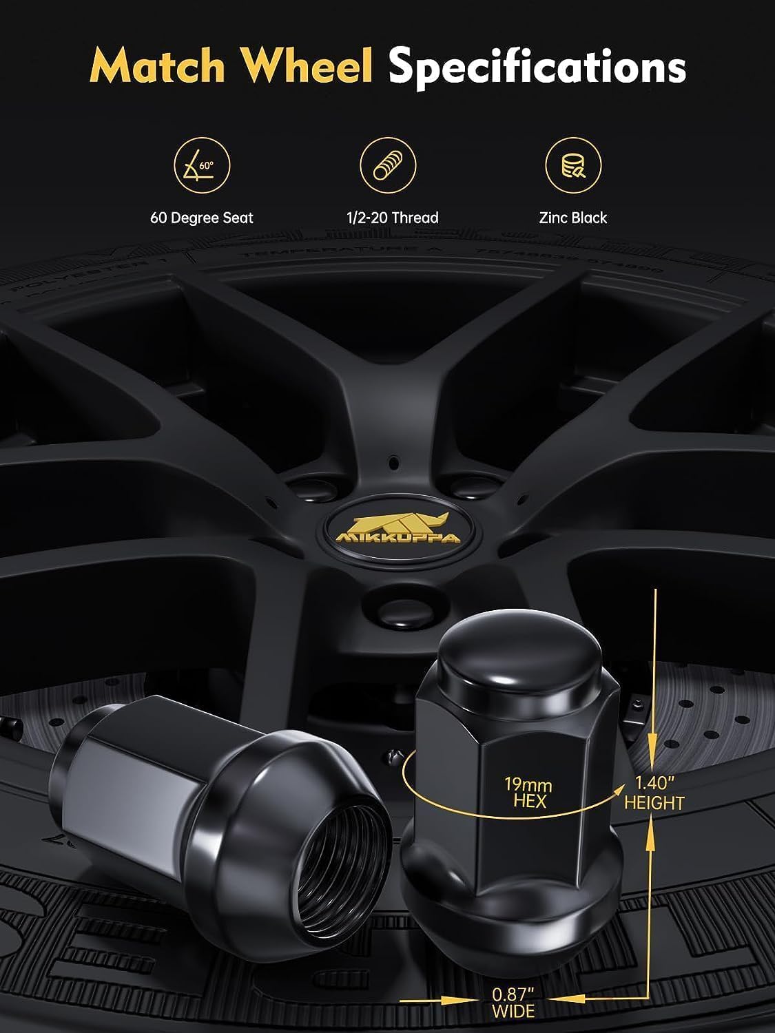 MIKKUPPA 1/2-20 Lug Nuts Closed End Solid Lug Nuts