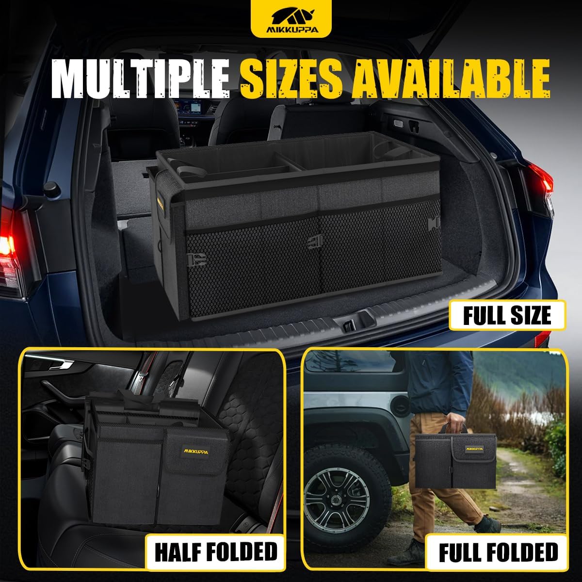 MIKKUPPA Car Trunk Organizer Collapsible Trunk Organizer with Lid