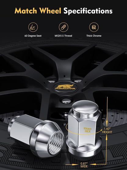 MIKKUPPA M12x1.5 Lug Nuts Aftermarket Wheel Closed End
