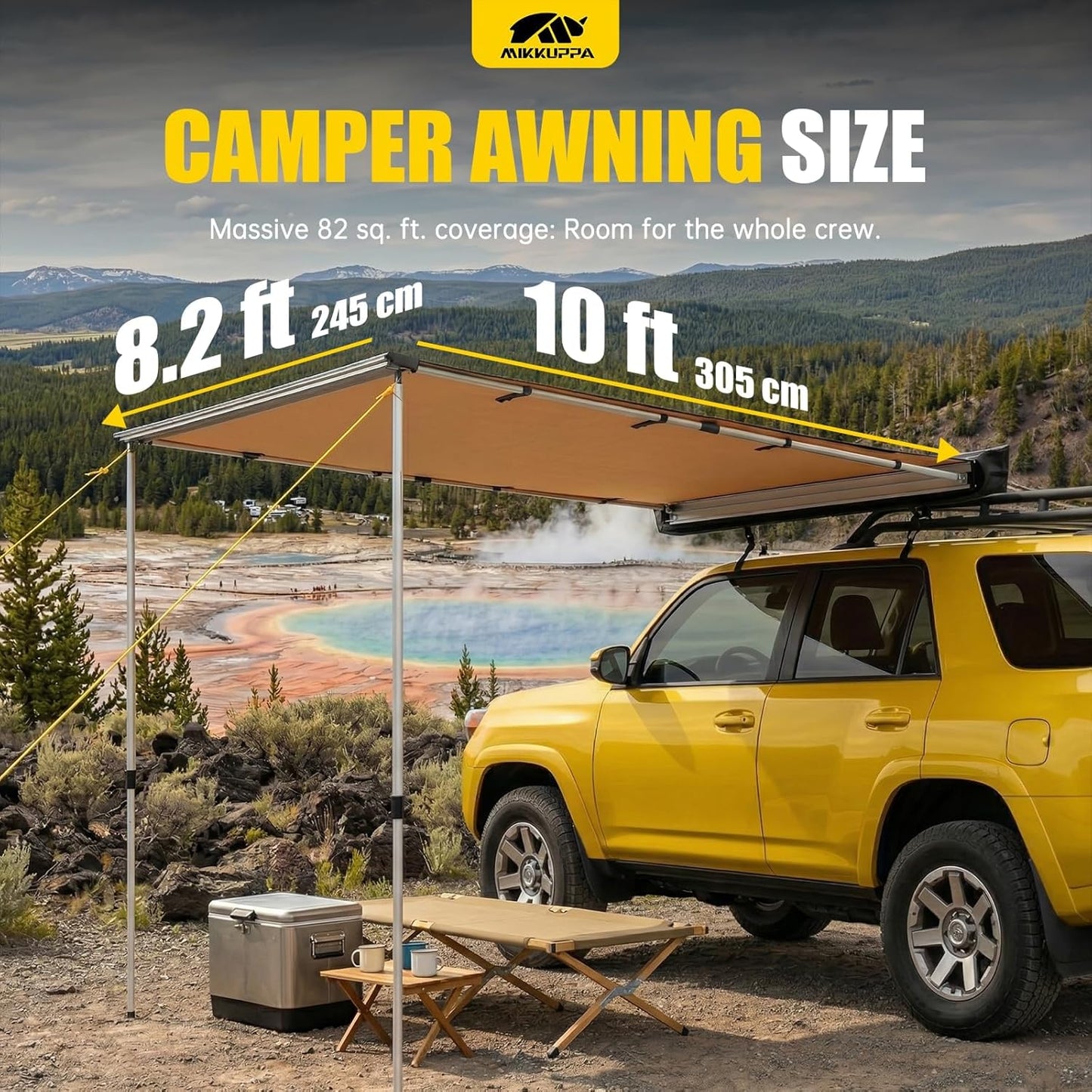 MIKKUPPA Car Awning, 10000mm Waterproof UPF50+ for Camping