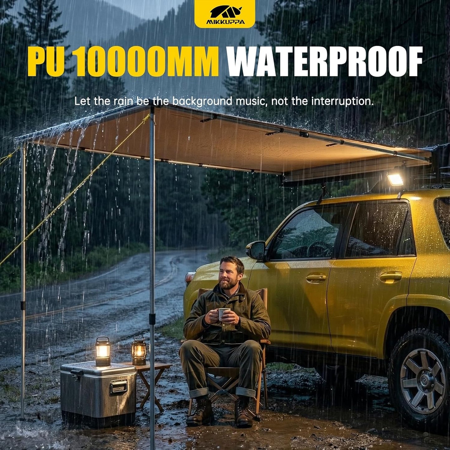 MIKKUPPA Car Awning, 10000mm Waterproof UPF50+ for Camping